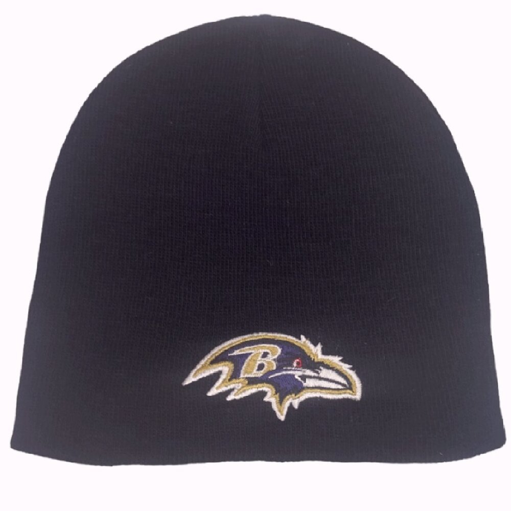 Baltimore Ravens Black Embroidered Logo Beanie Cap Hat - NEW Fast Shipping